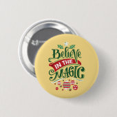 Geloof in de Magic Kersttypografie Ronde Button 5,7 Cm (Voorkant /achterkant)