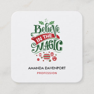 Geloof in de Magic Kersttypografie Vierkante Visitekaartje