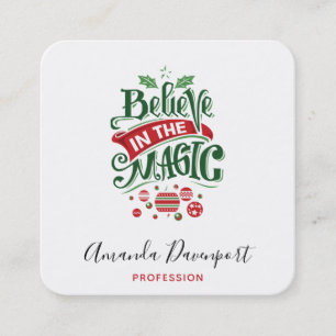 Geloof in de Magic Kersttypografie Vierkante Visitekaartje