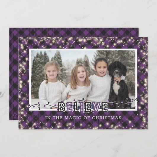 Geloof in de Magic Paars Pset Photo Feestdagenkaart (Voorkant / Achterkant)