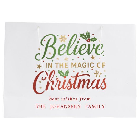 Geloof in de magie van het moderne kerstscript groot cadeauzakje (Achterkant)