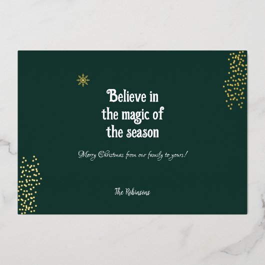 Geloof in de Magie van het Seizoen Folie Feestdagenkaart (Voorkant)