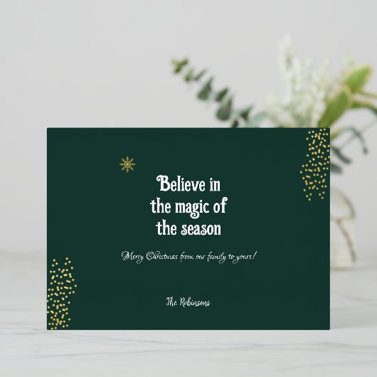 Geloof in de Magie van het Seizoen Folie Feestdagenkaart (Staand Voorkant)