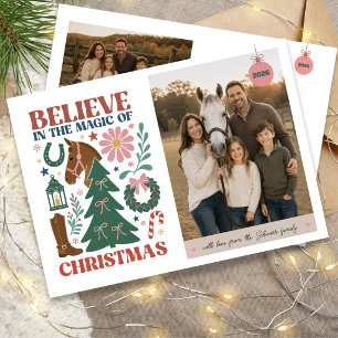 Geloof in de Magie van Kerstmis Paard Familie Feestdagenkaart