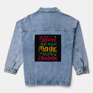 Geloof in de magie van Kerstmis Vrolijk Kerstfeest Denim Jacket