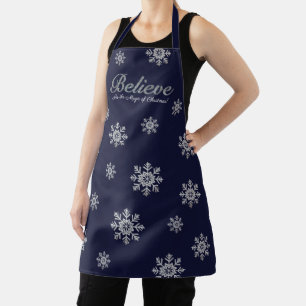 Geloof in de magie van Kerstmis Zilveren Glitter Schort