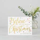 Geloof in de magische gouden elegante kerstkaart folie feestdagen briefkaart (Staand Voorkant)