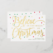 Geloof in de magische gouden elegante kerstkaart folie feestdagen briefkaart (Voorkant / Achterkant)