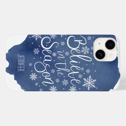 Geloof in de Seizoensblauwe Snowflake kerst Case-Mate iPhone Case (Achterkant (horizontaal))