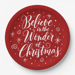 Geloof in de Wonder van kerstcadeau Red Papieren Bordje