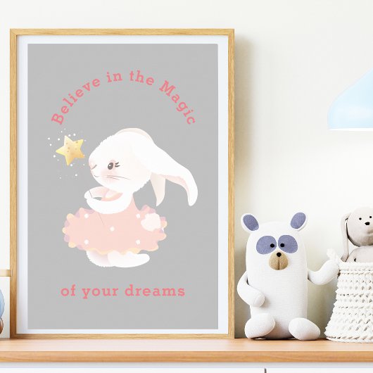 Geloof in Dreams Whimsical Bunny Nursery Print