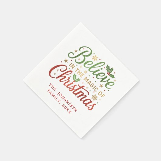 Geloof in eenvoudige kerstfeest servet (Hoek)
