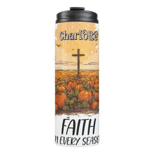 Geloof in elk seizoen kruis thermosbeker (Voorkant)