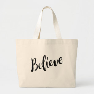Geloof in - Hand Lettering Typografie Design Grote Tote Bag