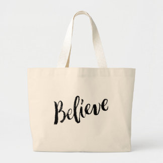 Geloof in - Hand Lettering Typografie Design Grote Tote Bag