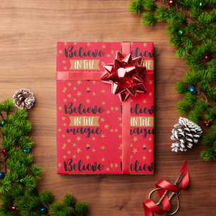 Geloof in het Magic Christmas Gift Wrapping Paper Cadeaupapier