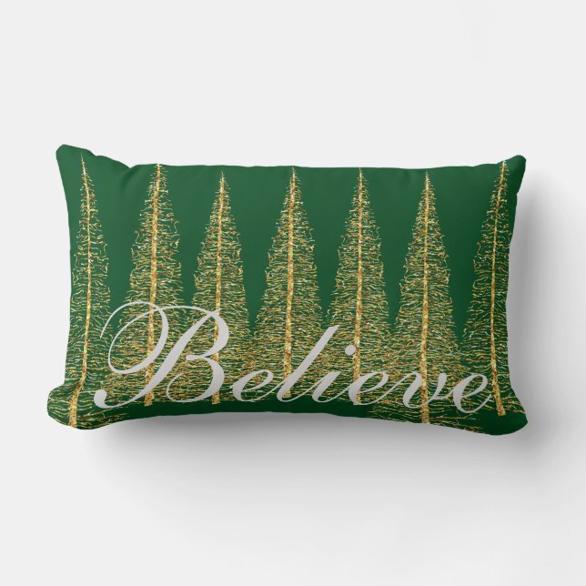 Geloof in het Sierkussen met de groene kerstlumbar Kussen (Voorkant)
