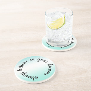 Geloof in je dromen Inspirerend Aqua Tie Dye Zandsteen Onderzetter