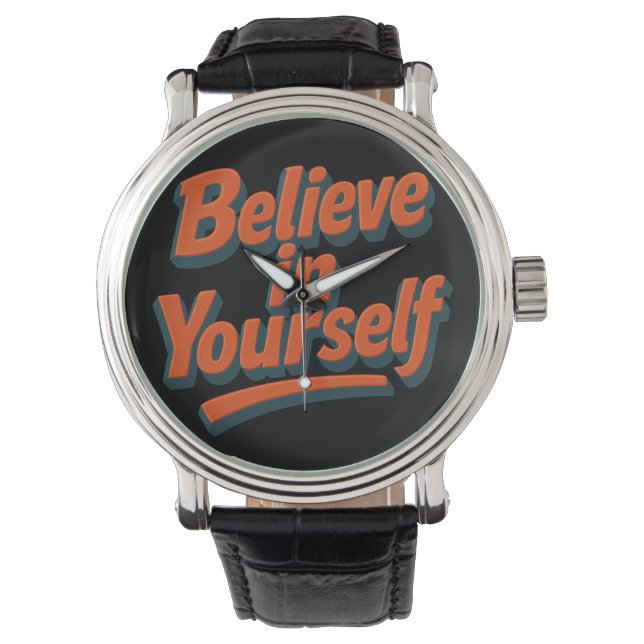 Geloof in jezelf - 3D Bold Typography Horloge (Voorkant)