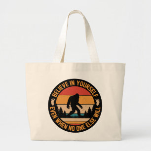 Geloof in jezelf Bigfoot Black Grote Tote Bag