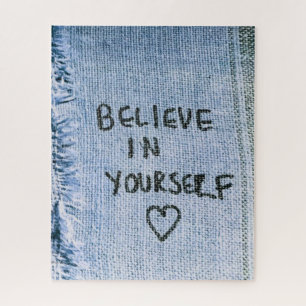 Geloof in jezelf Blue Denim Motivatie Legpuzzel
