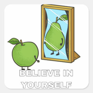 Geloof in jezelf, een grappige sticker