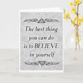 Geloof in jezelf - Elegante Motivatie quote Kaart (Gele Bloem)