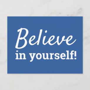 Geloof in jezelf Inspirerend Quote Blauw Wit Briefkaart