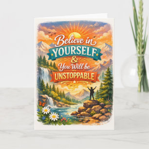 Geloof in jezelf Inspirerende bergzonsondergang  Kaart