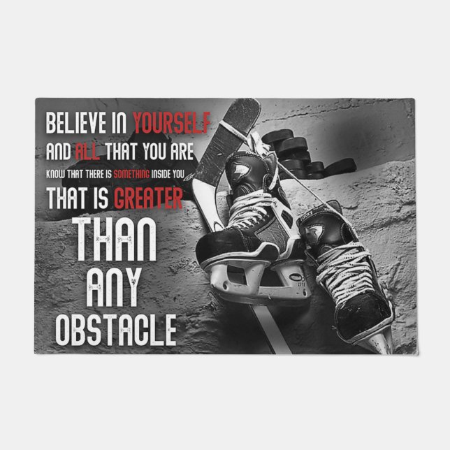 Geloof in jezelf mat, coole motivatie deurmat (Voorkant)