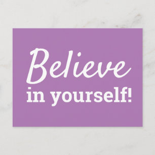 Geloof in jezelf Motivatie Quote Paarse Wit Briefkaart