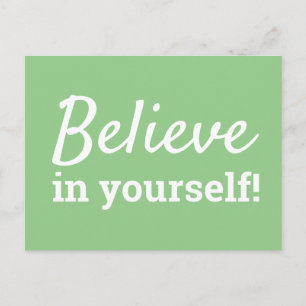 Geloof in jezelf Motivation Quote Green White Briefkaart