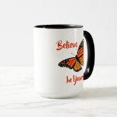 "Geloof in jezelf" Oranje monboogvlinder Mok (Voorkant rechts)