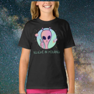 Geloof in jezelf Roze Alien Kids T-shirt