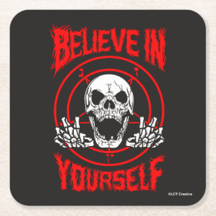 Geloof in jezelf vierkante kartonnen onderzetter