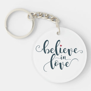 Geloof in Love Valentijn Calligraphy Sleutelhang Sleutelhanger
