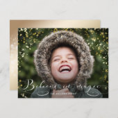 Geloof in Magic Calligraphy & Gold Sparkles Feestdagenkaart (Voorkant / Achterkant)