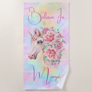 Geloof in Magic Floral Unicorn Strandlaken