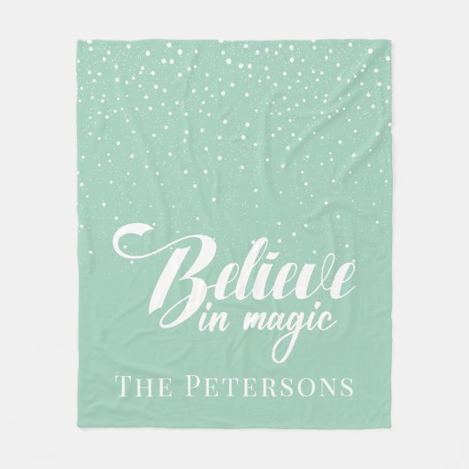 Geloof in Magic Mint Green Fleece Deken (Voorkant)