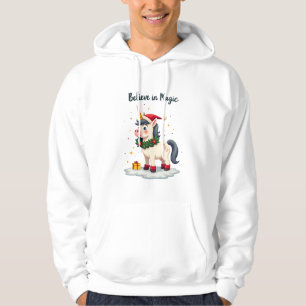 Geloof in Magie Kerst eenhoorn met een Kerstkrans Hoodie