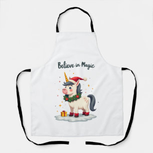 Geloof in Magie Kerst eenhoorn met een Kerstkrans Schort