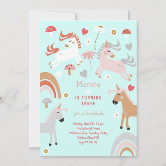 Geloof in magische eenhoorn kinderen verjaardag kaart (Voorkant)