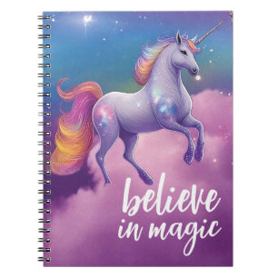 Geloof in Magische Sparkly Eenhoorn Kosmische Fant Notitieboek