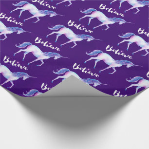 Geloof in unicorn in pasta Waterverven Cadeaupapier