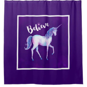 Geloof in unicorn in pasta Waterverven Douchegordijn