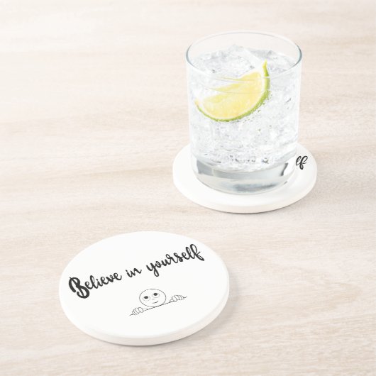 Geloof in uw eigen tekst en Afbeelding Zandsteen Onderzetter (Zijkant)