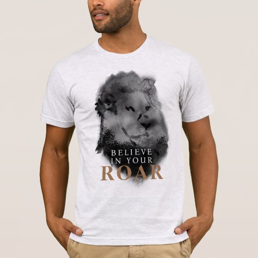 Geloof in uw Waterverf met roer Lion schilderen T- T-shirt (Voorkant)