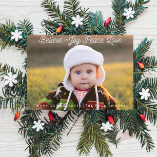 Geloof in vreugde vrede liefde kerstvakantie foto feestdagenkaart