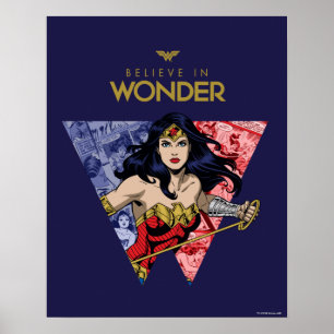 "Geloof in Wonder" Wonder Woman Lasso Comic Logo Poster