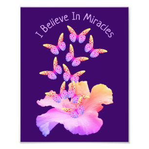 Geloof in wonderen Hibiscus flower Butterflies Foto Afdruk